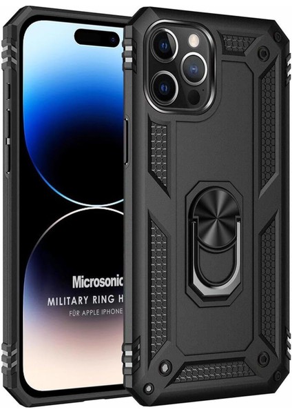Kılıf 15 Pro Için Military Ring Holder Siyah [ 15 Pro ile Uyumlu Kılıf - Siyah]