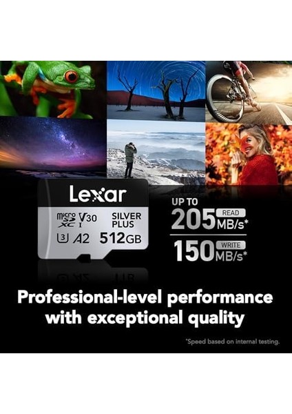 512 GB Profesyonel Silver Plus Microsdxc Hafıza Kartı W/sd Adaptör, Uhs-I, C10, U3, V30, Full-Hd ve 4K Video, 205/150 Mb/s&apos;ye Kadar Okuma/yazma, Videografçılar, Oyuncular (LMSSIPL512G-BNANU) fiyatları