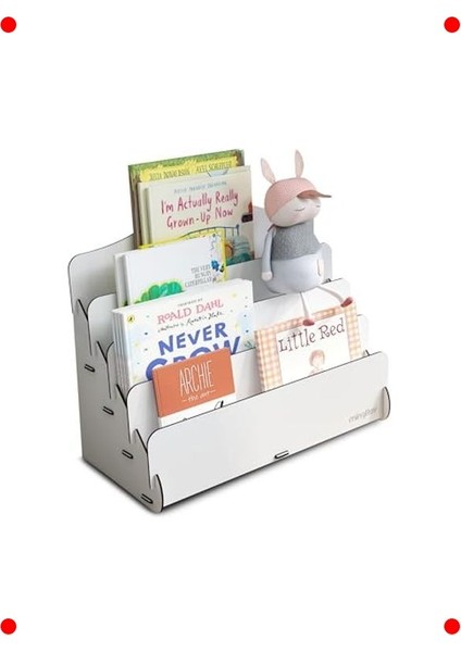 Mini Ahşap Çocuk Kitaplığı - 4 Raflı Beyaz