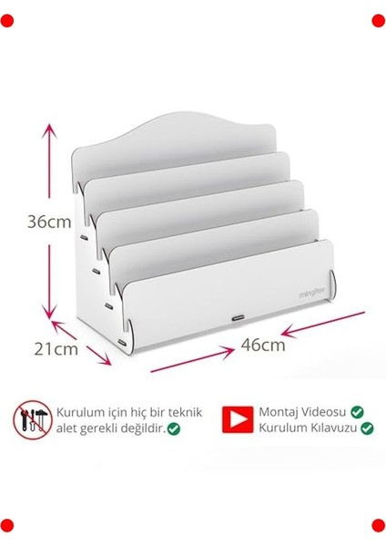 Mini Ahşap Çocuk Kitaplığı - 4 Raflı Beyaz modelleri