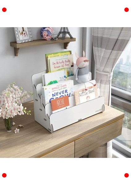 Mini Ahşap Çocuk Kitaplığı - 4 Raflı Beyaz indirimleri