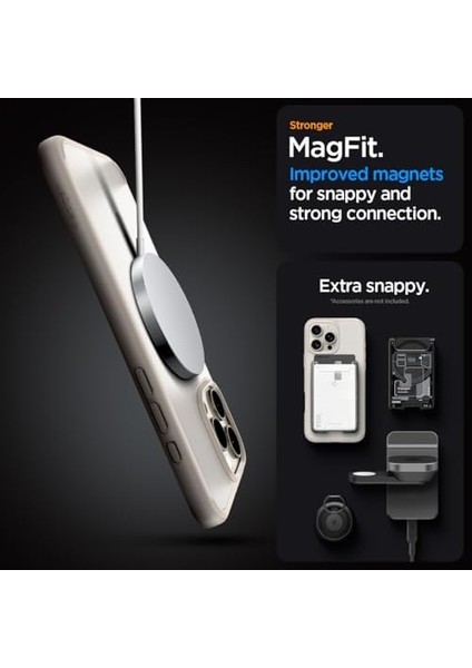 16 Pro ile Uyumlu Ince Magsafe Kılıf Ultra Hybrid Sararma Karşıtı Duraclear Hava Kanalı Teknolojisi Askeri Sınıf Koruma Magfit Frost Natural Titanium Mat Kapak - ACS08138 modelleri