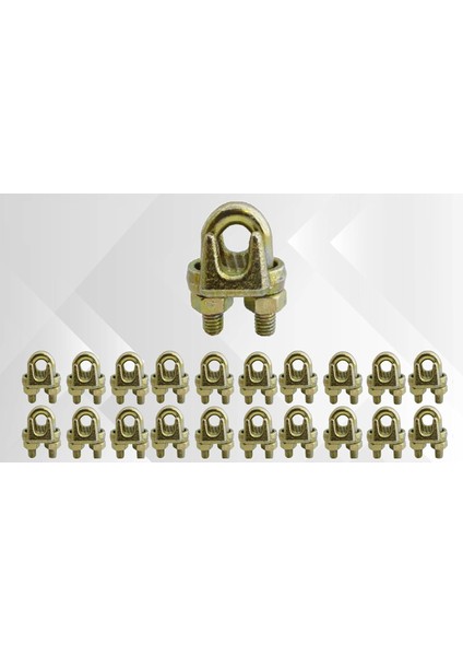 Halat Kelepçesi, 6mm, Sarı Galvaniz Kaplama, 20 Adet Set, A Tipi