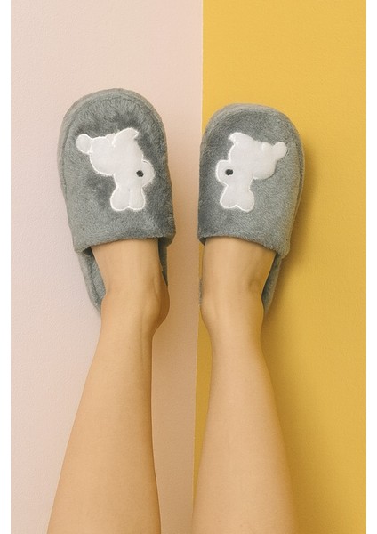 Lapıno Tavşanlı Kadın Ev Terliği Günlük Rahat Kışlık Terlik