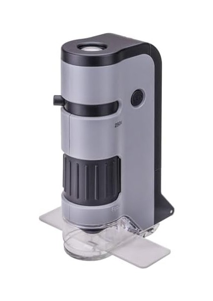MP-250 Microflip 100-250X LED Işıklı Cep Mikroskobu Akıllı Telefon Digiscoping Adaptör Klipsli, Gri fiyatları