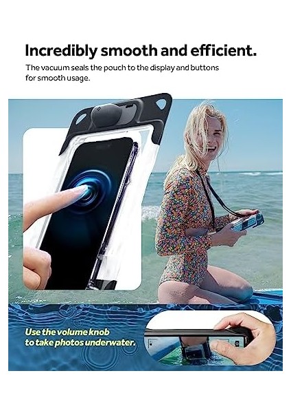 Waterproof IP68 Sertifikalı Su Geçirmez Kılıf (Dahili Pompa ile Sızdırmaz Vakumlama Teknolojisi) Charcoal Gray - ACS06257 modelleri