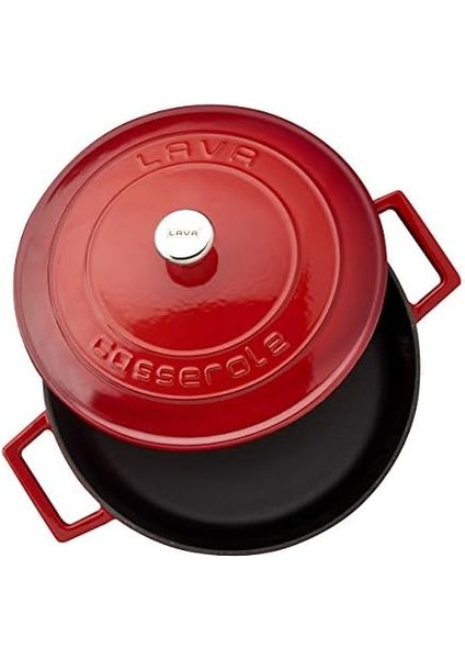 Metal Döküm Çok Amaçlı Yayvan Tencere, 24 cm 2.47 L Kırmızı fiyatları