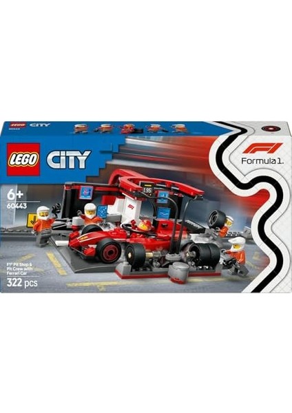 City Ferrari Arabalı F1 Pit Stop ve Pit Ekibi 60443-6 Yaş ve Üzeri Çocuklar Için Yarış Arabası Içeren Yaratıcı Oyuncak Yapım Seti, Doğum Günü Hediyesi (322 Parça) modelleri