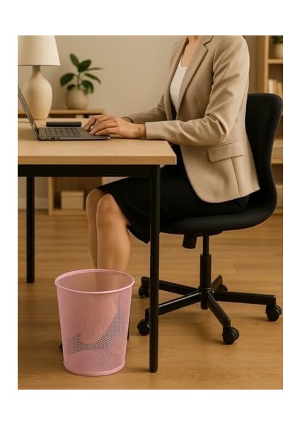Tam Delikli Metal Fileli Toz Pembe Çöp Kovası - ND-1044 modelleri