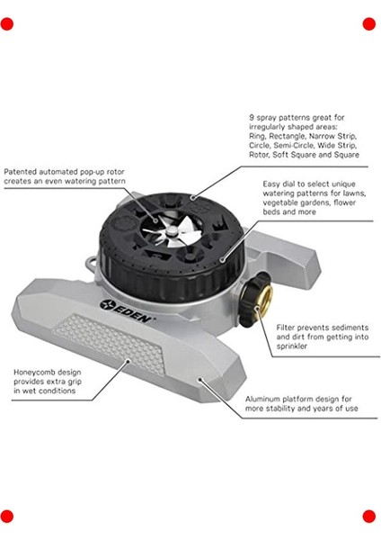 9 Desenli Çim Fıskiyesi Seti - Metal Tabanlı fiyatları