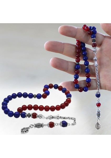 Kararmaz Metal Arnavut Zincir Püsküllü Küre Kesim Bordo Mavi Jade Doğaltaş Taraftar Tesbih M2 fiyatları