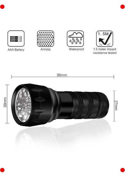 21 LED Ultraviyole Uv El Feneri (395NM) indirimleri