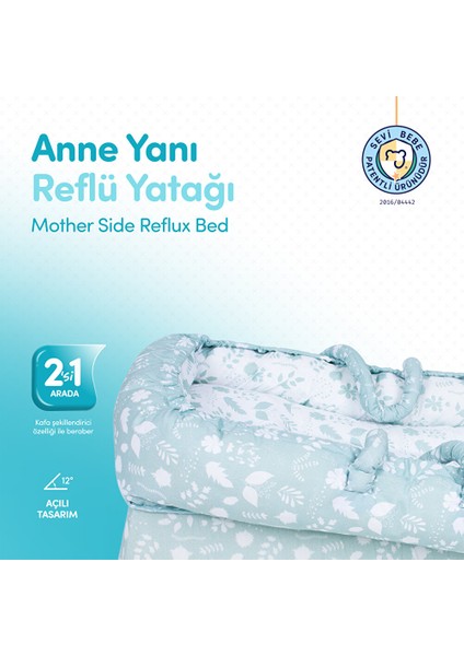 Anne Yanı Bebek Reflü Yatağı Yeşil 1 Adet