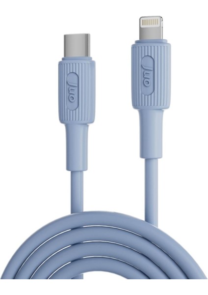 Juo 27W USB Type-C To Lightning iPad Silikon Hızlı Şarj ve Data Kablosu Mavi 1 Metre