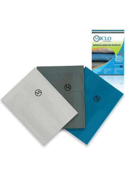 Cleanıng | Mikrofiber Temizlik Bezi 3&apos;lü Set - Sihirli Bez | Cam Ayna Bezi | Seri