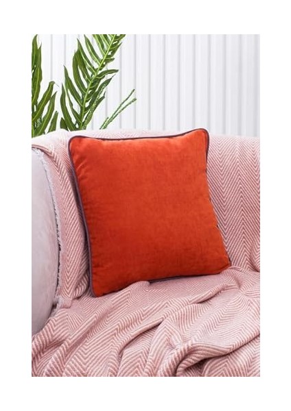 Renk Seçenekli Gri Biyeli Turuncu Kırlent Kılıfı Dekoratif Düz Sade Panoroma Panbiy Turuncu Gri 45X45 fiyatları