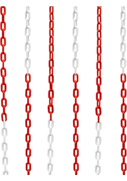 LR-6PC1031 6mm 25 Metre Plastik Trafik Zinciri, Kırmızı Beyaz