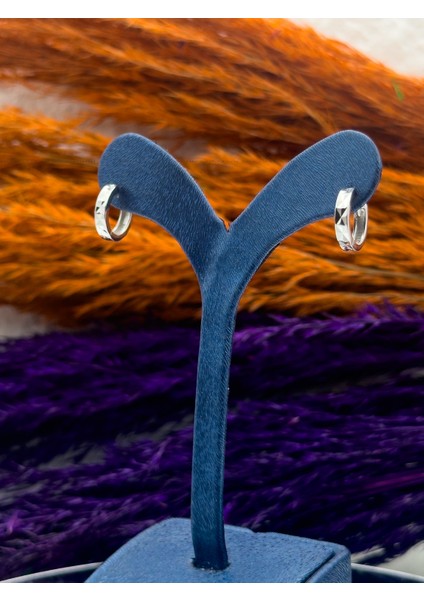 925 Ayar Gümüş Kalemli Özel Tasarım Halka Modeli Zarif Kadın Küpe