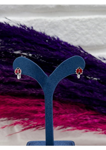 925 Ayar Gümüş Uğur Böcekli Zarif Kız Çocuk Küpesi modelleri