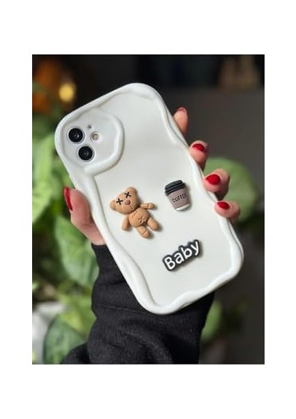 Go Aksesuar 11 ile Uyumlu Krem Baby Tasarımlı Yumuşak Silikon Kamera Korumalı Ayıcıklı Kılıf fiyatları