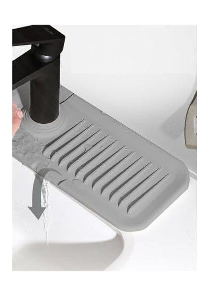 Musluk Matı, Eviye Matı,elastik Musluk Matı Su Tutucu Düzenleyici Kaydırmaz Taban Organizer Mutfak Lavabo, Musluk Matı Silikon (Gri) modelleri