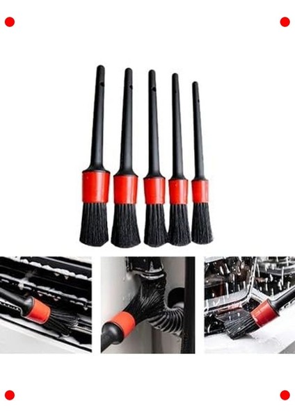 Araç Detaylı Iç Dış Temizlik Fırça Seti (5 Parça)