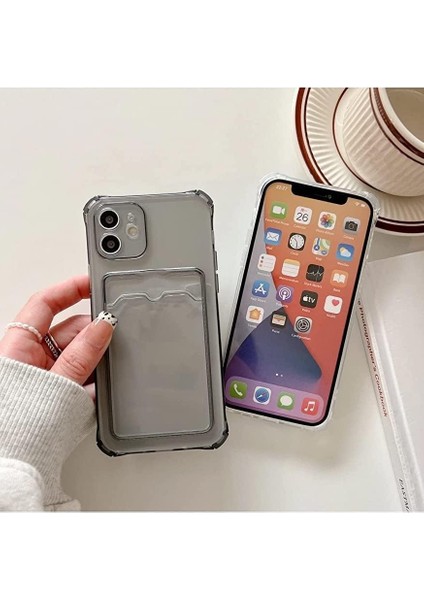 13 Uyumlu Lüx Kartlıklı Şeffaf Telefon Kılıf (Siyah)