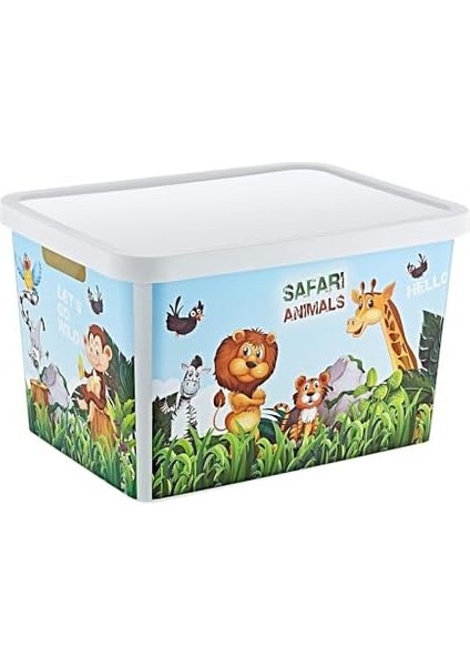 Stafi Desenli Çok Amaçlı Kapaklı Kutu 18 Lt Safari fiyatları