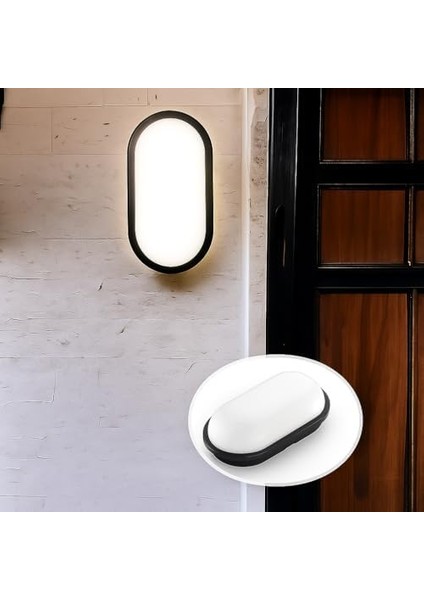 15W Siyah IP65 Oval LED Tavan ve Duvar Lambası | 1500 Lümen Beyaz Işık | Su ve Toz Geçirmez Bahçe Balkon Aydınlatma 220V fiyatları