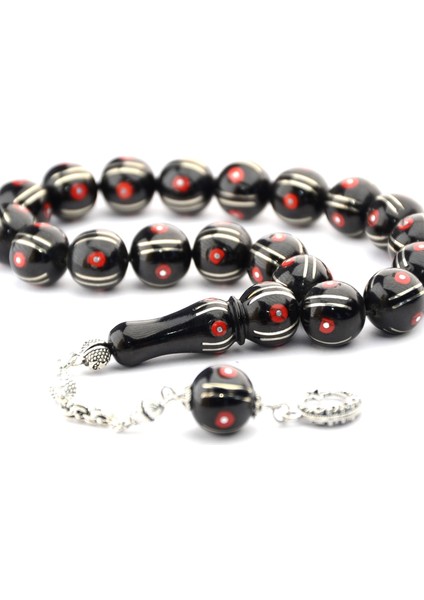 Maskot Mercan Karpuz Işlemeli Oltu Sıkma Tespih