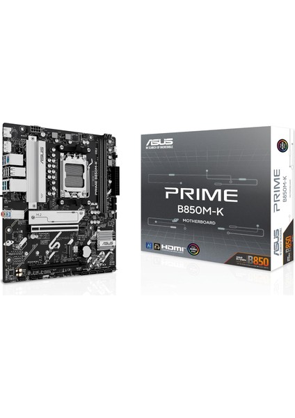 Prıme B850M-K Amd B850 Am5 Ddr5 8200 Dp HDMI Çift M2 Usb3.2 Aura Rgb 2.5gbit Lan Matx 8+2+1 Güç Aşamaları, 1xgen5 M.2, Advanced Aı Pc-Ready