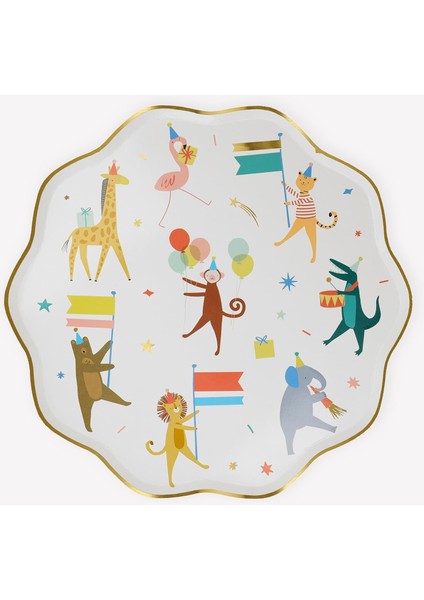 - Dinner Plates - Hayvan Geçit Töreni Tabaklar (L) (8&apos;li)