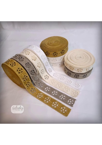 Motifli Şerit Nakış Modeli | Nakış Aksesuar (Ekru)