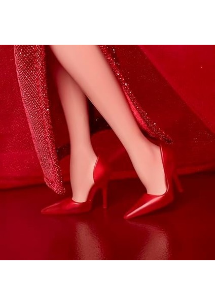 Kırmızı Tül, Damla Küpeleri ve Tül Eldivenleri ile Sarı Saçlı Signature Bebek, Uygun 80. Yıl Dönümü Bebeği, JBJ17 modelleri