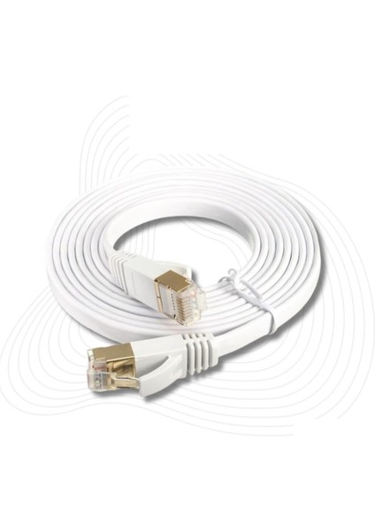 5942 Cat7 Modem Internet Kablosu 5 Metre 10GBPS 600MHZ Uçları Fabrikasyon Takılı Bilgisayar Modem Internet Ethernet Kablosu (5 Metre)