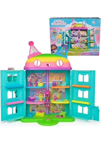 Dollhouse, 15 Parça Purrfect Party Oyuncak Bebek Evi Oyun Seti, Gökkuşağı Görünümlü, 60 Cm&apos;den Büyük, Gabby Figürlü, Mobilya ve Ses Efektli, 3 Yaş ve Üzeri fiyatları