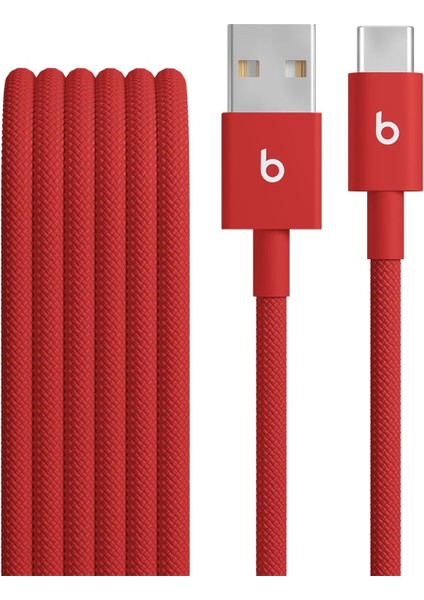Usb-A&apos;dan Usb-C&apos;ye Örgülü Kablo, Hızlı Şarj, Dayanıklı ve Dolanmayan Tasarım, ve Aygıtlar Için Uyumlu Şarj Kablosu (1,5 M) - Ateş Kırmızısı