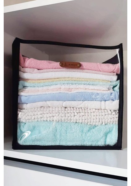 Içi Düzenleyici Kutu Siyah Büyük Boy Organizer Şeffaf Ön Yüzlü 32X32X32