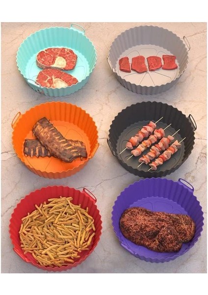Airfryer Silikon Pişirme Kabı 20X5 cm Bpa Içermez Airfryer Pişirme Kağıdı, Yapışmaz Temizlenir, Silikon Pişirme Kalıbı (Siyah) fiyatları