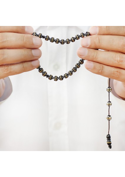 Sistemli Kuka Tesbih – Siyah – Pirinç Sarmal - Beyaz Mine Dolgulu – Istanbul Kesim fırsatları