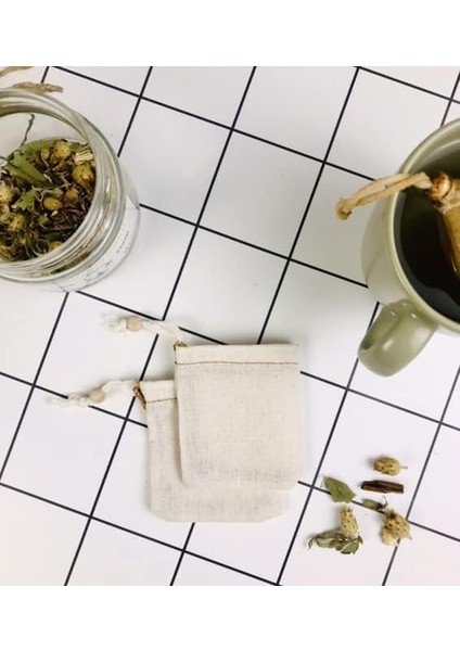 Yoga And Yıkanabilir Kumaş Çay Kesesi - Organik, EKOLOJIK,%100 Ham Ağartılmamış Ham Pamuk (Demlik Boy)