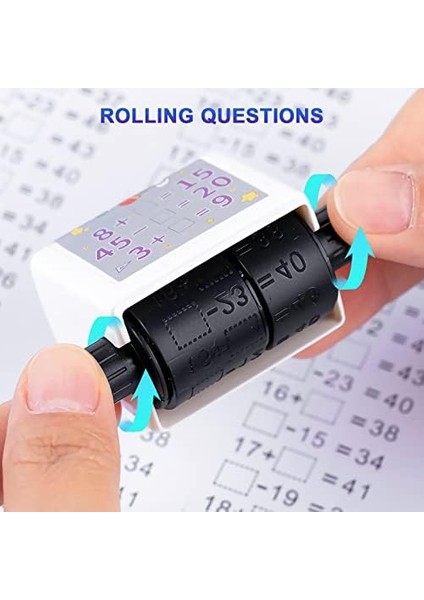 Roller Öğretim Mührü, 2&apos;si 1 Arada Ek ve Çıkarma Silindir Damgası, Yeniden Kullanılabilir Hesaplamalı Matematik Eğitim Oyuncak Damgası, Matematik Pratik Soruları 100 modelleri