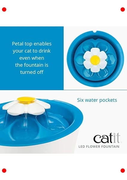 Led'li Çiçek Tasarımlı Kedi Su Çeşmesi 3l fiyatları
