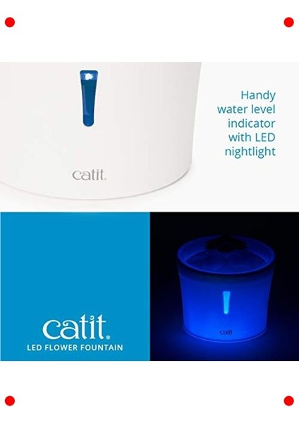 Led'li Çiçek Tasarımlı Kedi Su Çeşmesi 3l modelleri