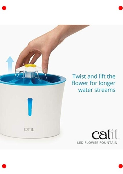 Led'li Çiçek Tasarımlı Kedi Su Çeşmesi 3l fırsatları