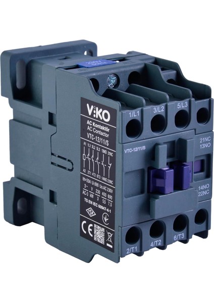 Vtc-12/11/s Kontaktör 12A 1no+1nc 230V Bobinli