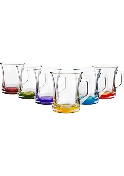 Gürallar, ZPL404 Zen, Thee Glazen Met Handvat Cacao Bont Cay Bardagi, Kulplu, 6&apos;lı, Renkli modelleri