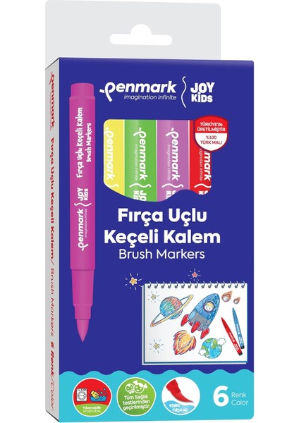 Süper Yıkanabilir Brush Uçlu Keçeli 6&apos;lı