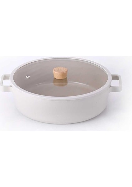 Fika Cam Kapaklı Döküm Sığ Tencere 30 cm D-NEOF230L