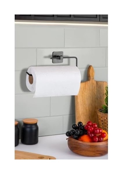 Aksesuarları Tuvalet Kağıtlığı Havluluk Fönlük Kare Havluluk Yapışkanlı Kapaklı Siyah Aksesuar Mutfak Delmesiz Güçlü Su Geçirmez Yapışkanlı (Siyah, Havlu Kağıtlık) fiyatları